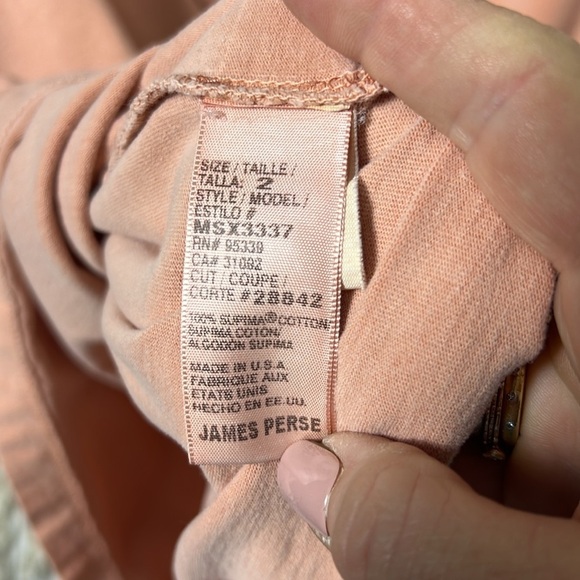 James Perse Short Sleeve Polo Size 2/Med in Terracotta Salmon Light Pink Peach - Picture 6 of 8